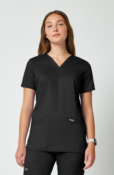 Cherokee Women's Workwear Revolution Three-Pocket V-Neck Top